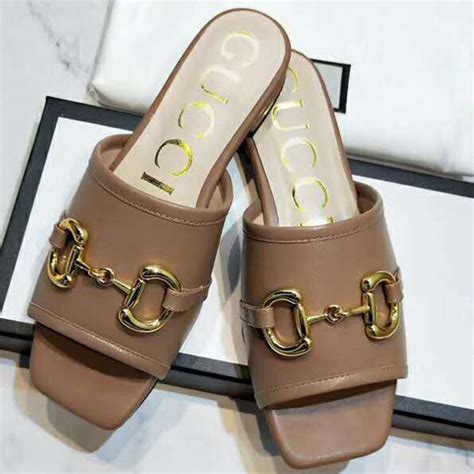 gucci leather heeled slide|gucci leather slides sale.